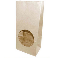 Бумажный крафт пакет без ручек с прямоугольным дном и окном, 80*50*170 мм